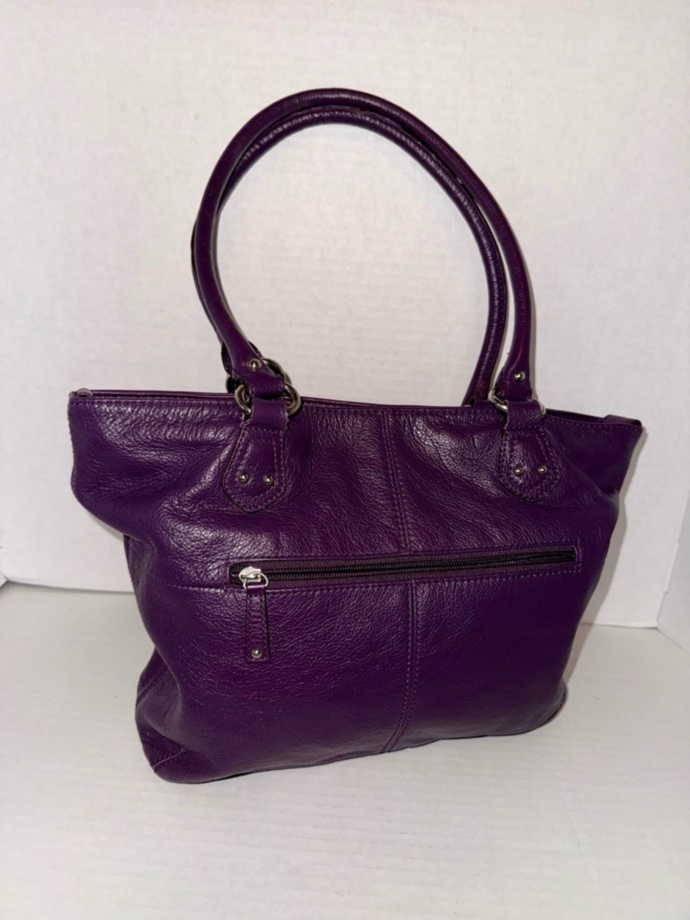 Tignanello Deep Purple Leather Tote - Picture 11 of 12